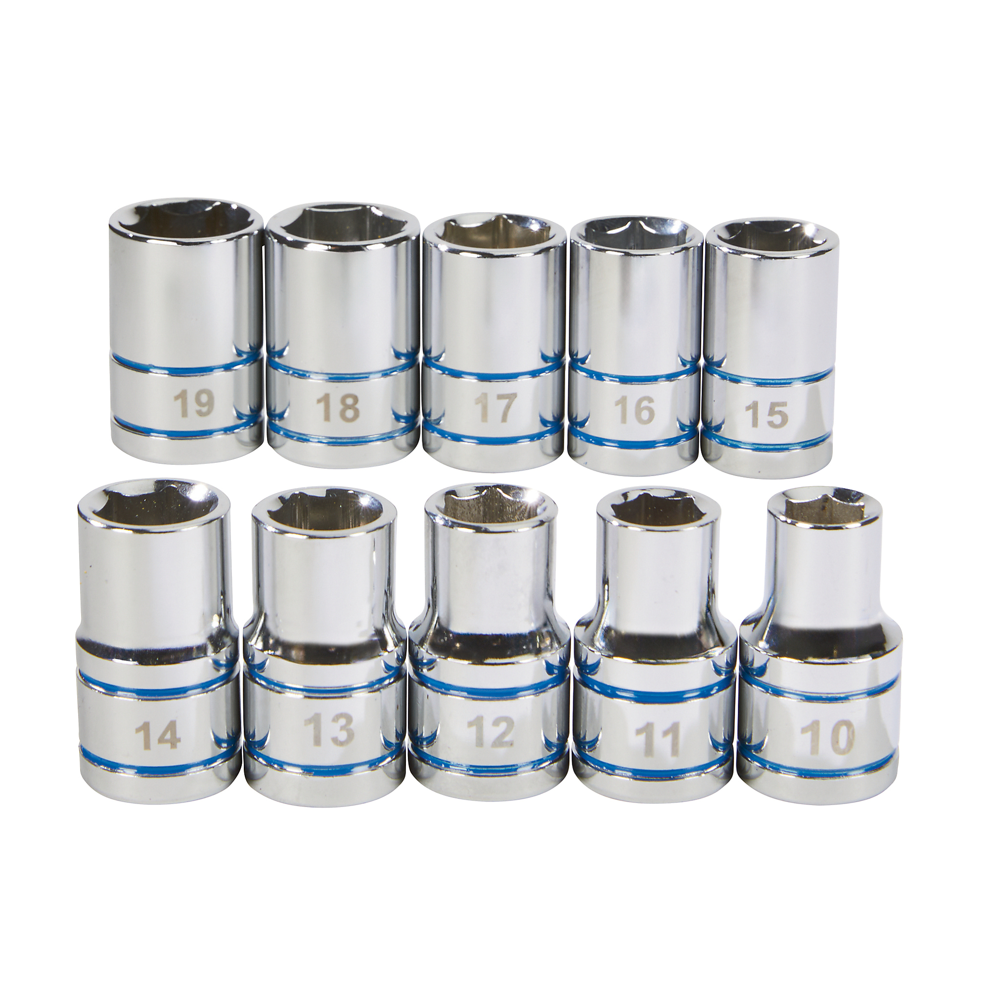 Klutch 1/2in.-Drive Socket Set, Metric, 10-Pc.